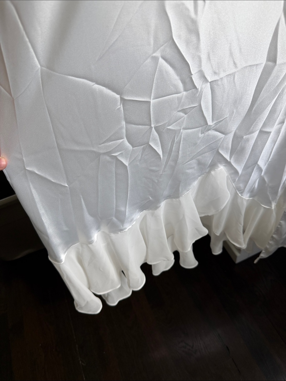 Oscar de la Renta White Satin Lace-Trim Robe - Picture 3 of 3